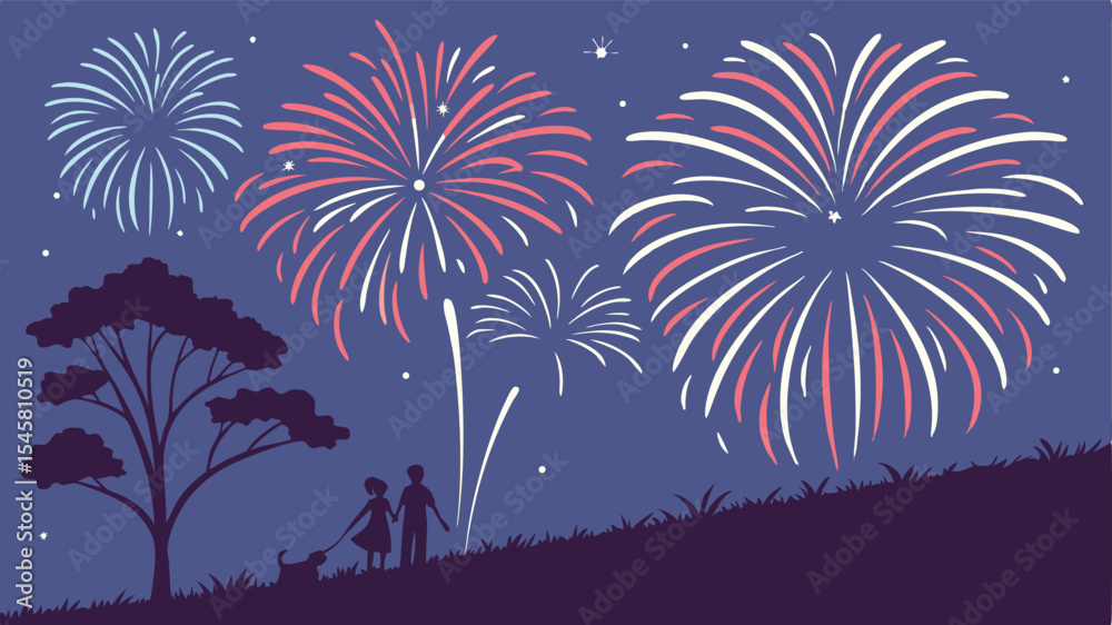 A background illustration featuring a frame of fireworks

