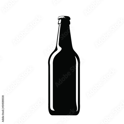 Illustration of a black bottle with a metal cap on top