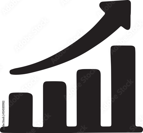 A black and white growth arrow icon depicting business expansion and success. Great for financial designs