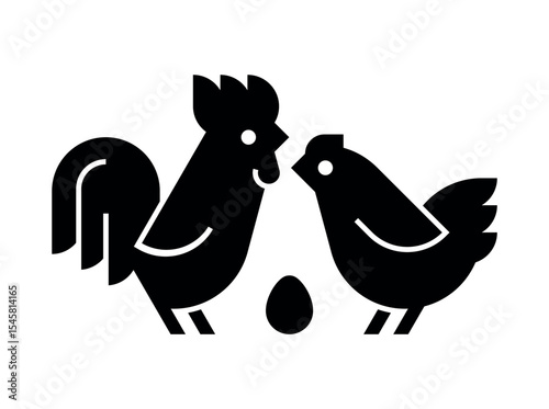 Farm animals logo Rooster and chicken. Icon design. Template elements