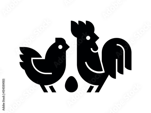Farm animals logo Rooster and chicken. Icon design. Template elements