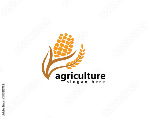 creative agriculture, farm logo, corn with leaves that blend with wheat, logo design inspiration
