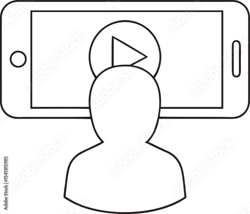 Vector icon design of representing vlogging or a video call, representing vlogging or a video call isolated line art and silhouette vector logo icon design