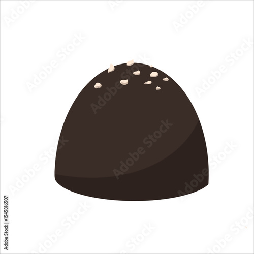 Isometric chocolate truffle with crumbs topping. Realistic vector illustration for dessert branding, food packaging, or sweet-themed digital design.