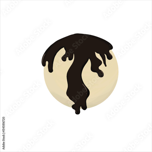 Vector illustration of a glossy chocolate truffle, generously coated in smooth liquid chocolate. Perfect for elegant dessert menus, confectionery branding, and gourmet sweet designs.