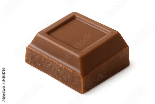 Delicious milk chocolate square piece isolated on transparent background, perfect for sweet and tempting food concepts