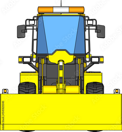Dozer is a type of heavy equipment used for construction. Dozers are used to push, dig or pull materials such as sand, soil, rocks and others. Dozer illustration.