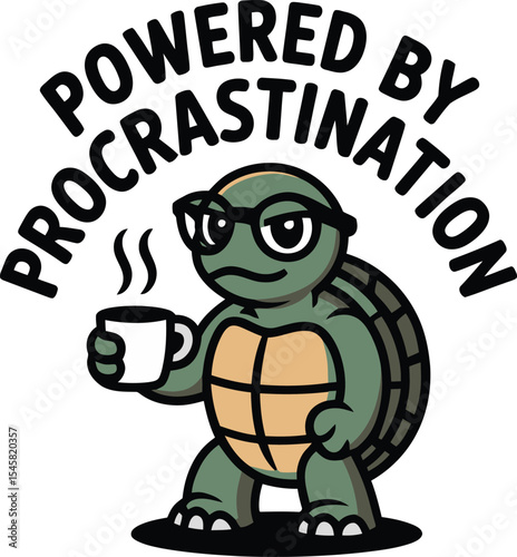 Powered by Procrastination A Funny Turtle Illustration
