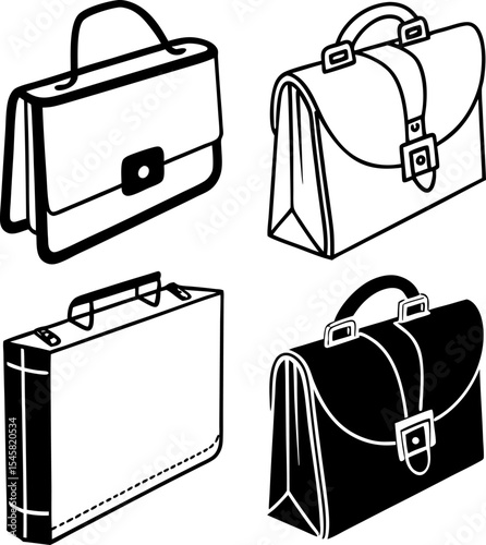 Set of vector suitcases and luggage icons for travel and business trips