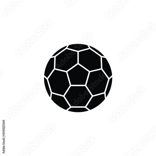 Black and White Soccer Ball with Pentagons and Hexagons Design on White