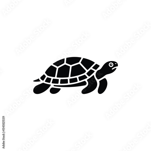 Black and White Turtle Illustration Simple Design for Coloring Pages and Clip Art