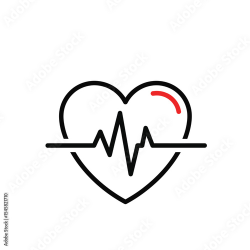 Heartbeat Line Art Red Accent Health Icon heart rate