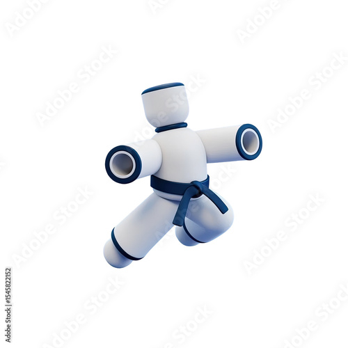Cartoon martial arts character in action pose karate training and fitness for self defense and exercise