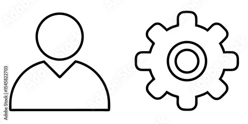 User Settings Icon Design Person Profile and Gear Symbol Customize Settings Vector Illustration User Interface Technical