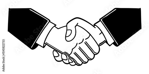 Business handshake outline deal corporate cooperation partnership agreement collaboration teamwork success illustration