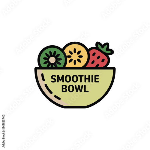Wallpaper Mural Kiwi Strawberry Pineapple Smoothie Bowl Illustration Torontodigital.ca