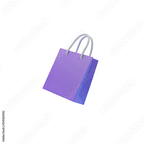 Isolated purple shopping bag mockup for retail sales and promotional gifts on black background render