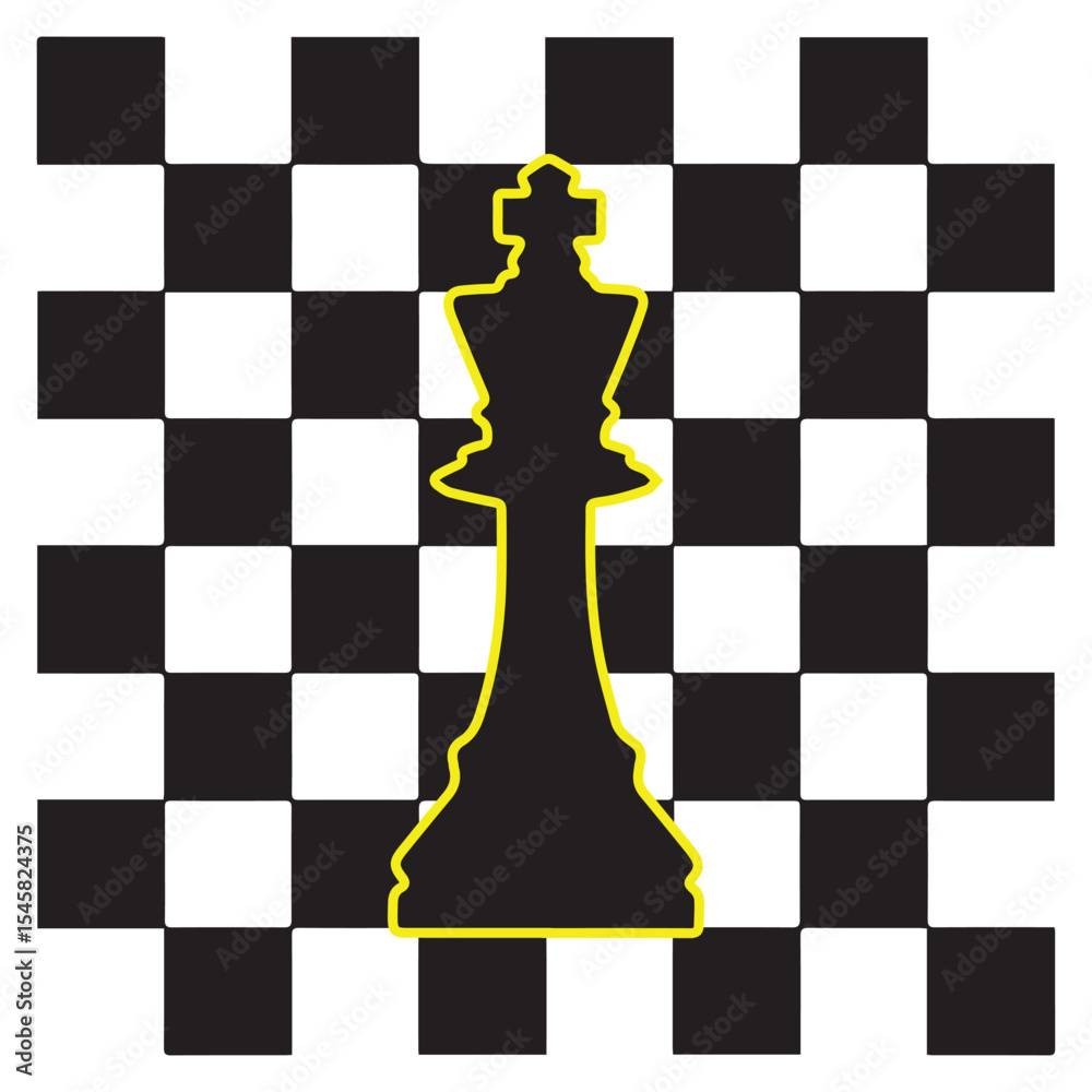 chess board with chess, black chess queen 