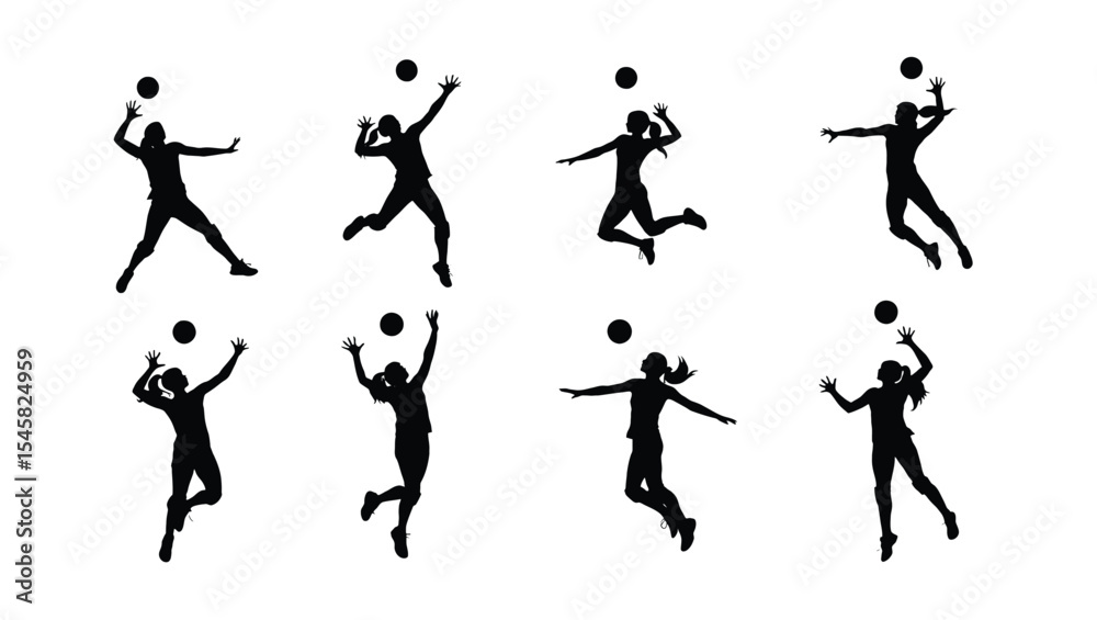 custom made wallpaper toronto digitalDynamic Silhouettes of Female Volleyball Players in Action A Set of Eight Powerful Poses