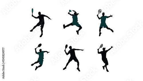 Wallpaper Mural Dynamic Badminton Player Silhouettes Action-Packed Vector Graphics for Sports Designs Torontodigital.ca