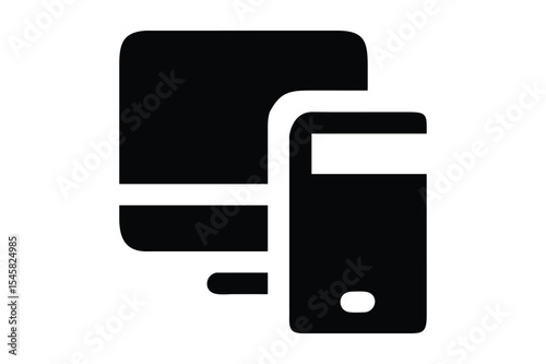 Silhouette illustration of a computer and smartphone symbolizing technology and connectivity