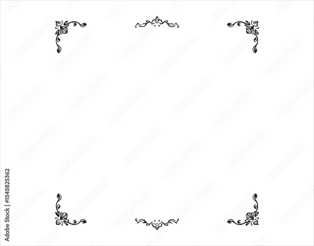 Isolated on a white backdrop, this set includes decorative vignette elements with borders and dividers for design.