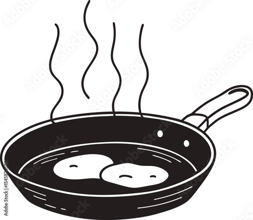 frying pan vector illustration