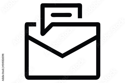 Simple black and white email envelope icon for notifications and digital communication