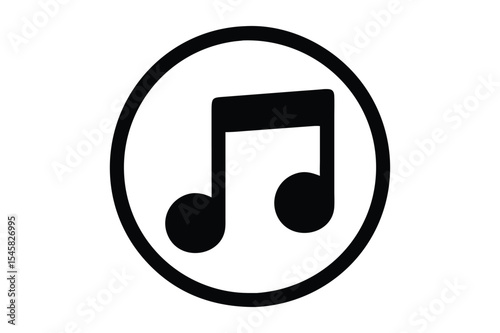 Simple black and white musical note icon within a circle for music and audio concepts