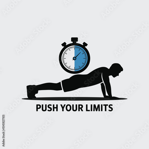 Man Doing Plank Exercise Stopwatch Fitness Time workout