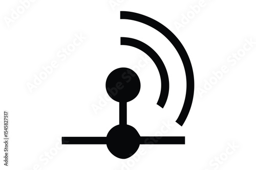 Simple black wifi symbol representing wireless communication network on a white background