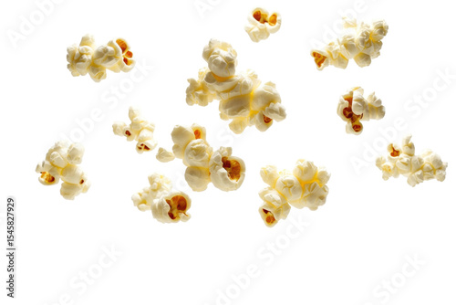 Lightly Popped And Buttery Popcorn Snacking Treats Floating Against A Transparent Background