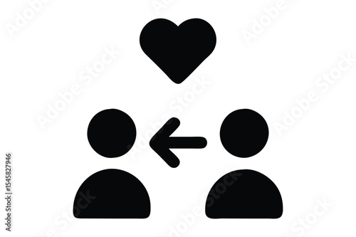 Vector illustration depicting love connection sharing between two individuals and heart symbol