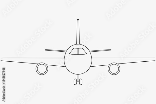 Airplane diagram, monochrome, for aviation training materials