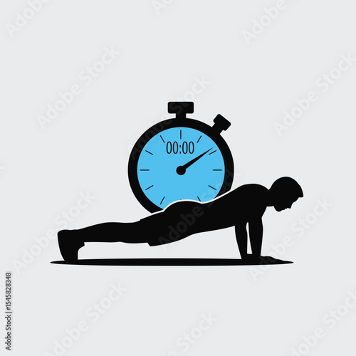 Man Performing Plank Exercise with Stopwatch Timer 1
