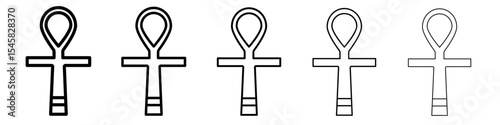 Ankh icon thin outline logo mark set