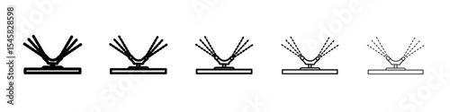 Automatic irrigation sprinklers icon thin outline logo mark set