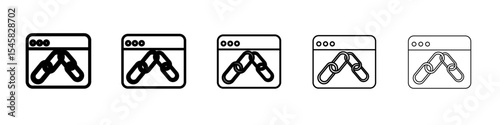 Backlink icon thin outline logo mark set