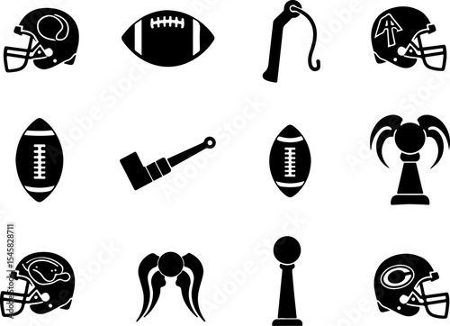 American Football Gear and Players Set vector bundle