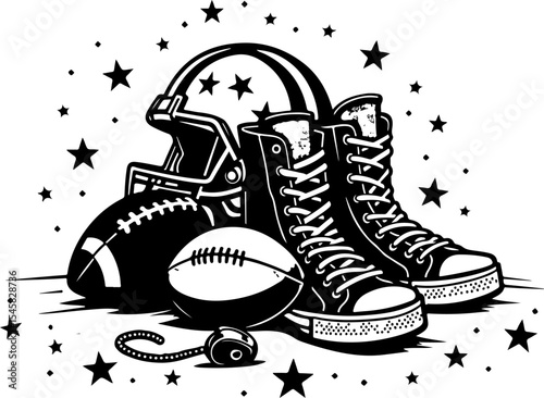 American Football Gear and Players Set vector bundle