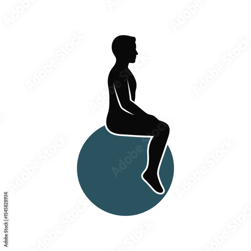 Man Sitting on Teal Exercise Ball Silhouette fitness ball 1