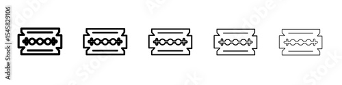 Blade razor icon thin outline logo mark set