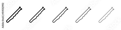 bobby pins icon thin outline logo mark set