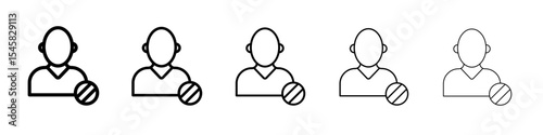 Block User Icon thin outline logo mark set