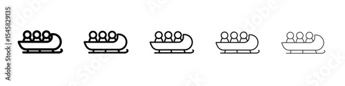 Bobsleigh icon thin outline logo mark set