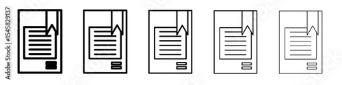 Bookmark icon thin outline logo mark set