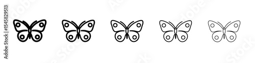 Butterfly icon thin outline logo mark set