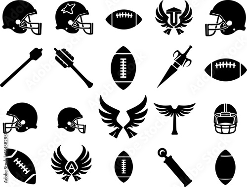 American Football Gear and Players Set vector bundle