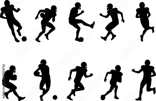 American Football Gear and Players Set vector bundle