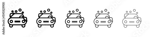 carwash icon thin outline logo mark set